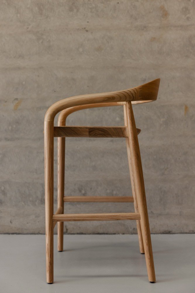 Ash barstool seen from the back three-quarter